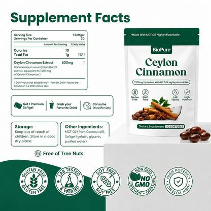 Ceylon Cinnamon 7200mg Equivalent with MCT Oil